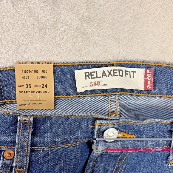 Vintage Y2K 2009 Deadstock NWT Levis 550 Blue Denim Jeans 36x34 Relaxed Fit - Picture 4 of 11